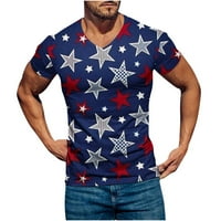 Muška majica casual majice s izrezom u obliku slova U, pulover, sportske kratke hlače za fitness, majica s printom američke zastave,