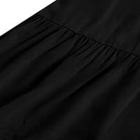 Ženske kratke mini haljine, majica, košulja, tunika, sundress, casual kaftan, Crna, majica