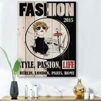 DesignArt 'Style Passion Life Fashion I' Vintage Print na prirodnom borovom drvetu
