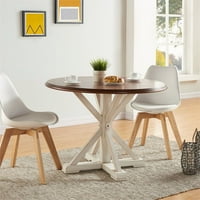 Okrugli stol za blagovanje u boji smeđe i bijele boje