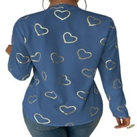 Ležerna bluza s izrezanim srcem i dugim rukavima u prašnjavoj plavoj boji, Ženske bluze