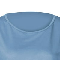 Ženske ljetne majice, ženske široke modne bluze s okruglim vratom, tunike s kratkim rukavima, košulje u plavoj boji