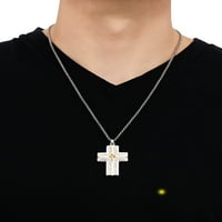 Sjajnost fini nakit muški kristalni naglasak od nehrđajućeg čelika i privjeska žutog križa, 24 ogrlica