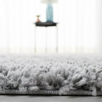 Jednobojni plišani čupavi tepih od 2' 9'u srebrnoj boji