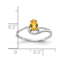Čvrsto bijelo zlato 14k, 6 puta citrin od kruške, žuti studeni dragi kamen, vjenčani prsten od ginghama, veličina 6,5