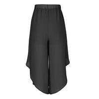 Široke lanene hlače za žene s vezicama Plus size široke Ležerne lanene duge hlače uklopljenog kroja, modne jednobojne pamučne hlače