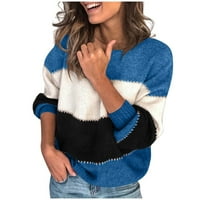Džemperi u boji, Džemper u boji s okruglim vratom, pleteni pulover s dugim rukavima, ženska jesen / zima Casual majica, Top, ženski