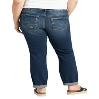 Silver Jeans Co. Ženski plus dečko Mid Rise Slim nogu traperice veličine struka 12-24