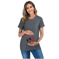 Ljetna majica za trudnice kratkih rukava sa slatkim printom iz crtića jednobojna majica s okruglim vratom ležerna široka majica za