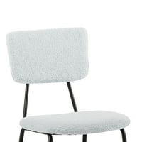 Set stolica za blagovanje od 2, mekana naglašena bočna stolica s naslonom i kromiranim nogama, bijela