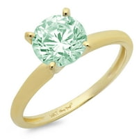0K okrugli dijamant s imitacijom zelenog dijamanta od žutog zlata 14k $ 4.25