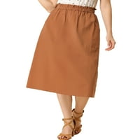 Jedinstveni prijedlozi ženska midi suknja A kroja izrađena od pamuka u seljačkom stilu s volanima i elastičnim pojasom