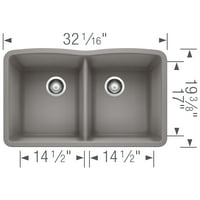 Umivaonik s dvostrukom zdjelom u metalik sivoj boji