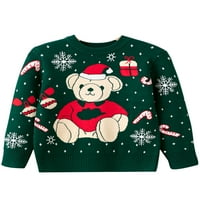 Topli preveliki džemper za malu djecu, Slatka Vanjska Majica, džemper za igru s printom snježne pahulje, pleteni džemperi u zelenoj