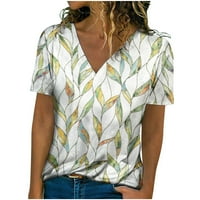 Ženske ljetne majice s modnim printom, majice s izrezom i kratkim rukavima, bluze, Ležerne široke majice, tunika, pulover