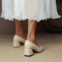 Ženske sandale s visokom potpeticom Plus size ženske modne jednobojne kožne pumpe sa šiljastim prstima s debelim visokim potpeticama,
