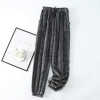 Ženske flanelske pidžama hlače s uskim elastičnim strukom i vezicama za slobodno vrijeme, Ležerne mekane tople zimske hlače za kućnu