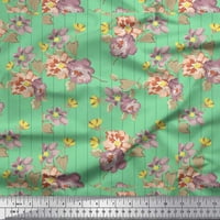 Prugasta tkanina od Georgette, s lišćem i cvjetnim umjetničkim printom širine dvorišta