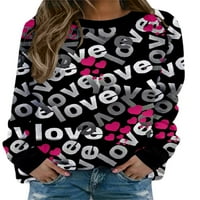 Ženska majica s kapuljačom za Valentinovo, ležerna bluza s dugim rukavima, grafički vrhovi, majice za Valentinovo za žene, džemperi