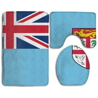 Set prostirki za kupanje sa zastavom Fidžija, prostirka za kupanje, konturna prostirka i poklopac zahoda