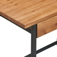 Moderni stol od drveta i metala s ladicom, prirodan
