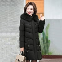 Ženska anorak zimska jakna Plus tanka prošivena jakna srednje duljine, pamučni kaput za mamu, crni a-list
