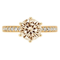 1. dijamant okruglog reza s imitacijom prozirnog dijamanta od žutog zlata 18k s umetcima prsten od 4,5