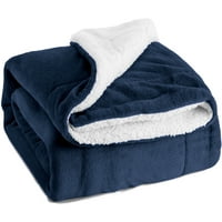 Sherpa Fleece Deck Bacajte mornarsko plavo reverzibilno plišano bacanje pokrivača Fuzzy Ultra mekani kauč pokrivač po krevetu