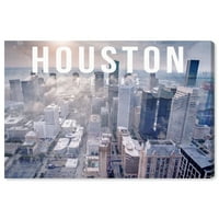 Wynwood Studio Cities and Skylines Wall Art Canvas Otisci 'Houston Landscape' gradovi Sjedinjenih Država - Sivi, bijeli