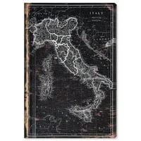 Karte avenije i zastave Runway Avenue Wall Art Canvas Otisci 'Karta Italije 1873' Karte europskih zemalja - crne, bijele