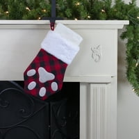 15,5 crvena i Crna karirana božićna čarapa za kućne ljubimce