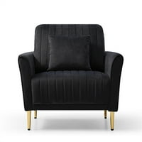 Aukfa Velvet Accent stolica- prenapušena jednostruka stolica s kaučama- kanal s tufted- dnevni boravak stolica za čitanje- crno