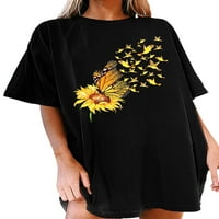 Ženska majica sa suncokretovim cvjetnim printom, boemska odjeća za slobodno vrijeme, ljetni topovi, bluza od pulovera za plažu