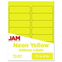 Oznake adresa za dostavu papira i omotnice, pravokutne, 4, neonsko žuto, po paketu