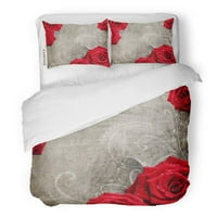 Set posteljine s cvijećem i biserima Vintage ružičasti obrub za vjenčanje Retro Glazba duvet duvet s jastučnicom za kućnu posteljinu