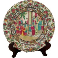 Orijentalni namještaj 14 porculanski tanjur s ružičastim medaljonom