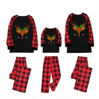+ Obiteljski Božićni slatki set pidžame Plus size smiješna pidžama s dugim rukavima modna mekana božićna pidžama za mamu Crna