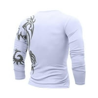 Muške majice s grafičkim printom, Ležerne majice dugih rukava s okruglim vratom, gornja bluza