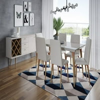 Pravokutni blagovaonski stol i stolice u bijeloj i bež boji od 7 do 70,86
