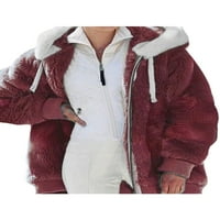Ženska zimska Plišana jakna s patentnim zatvaračem, gornja odjeća s kapuljačom i dugim rukavima, kaput s džepovima
