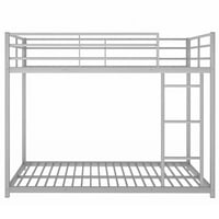 Aukfa puna preko punog metalnog okvira s niskim krevetom na krevetu s čuvarskim tračnicama i ljestvicama, teškim krevetom na kat