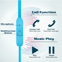 Kabelske Slušalice za uši s mikrofonom za slušalice s mikrofonom bez zapetljavanja, Slušalice za izolaciju buke, duboki bas, silikonski