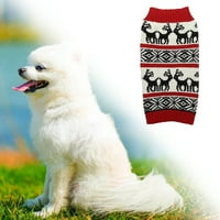 Odjeća za kućne ljubimce, svestrani pleteni džemper za kućne ljubimce s uzorkom pahuljica i jelena, crvena