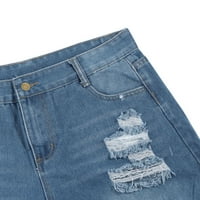 kratke hlače za žene ženske ljetne hlače traperice visokog struka uske kratke hlače s rupama hlače plave + ahem