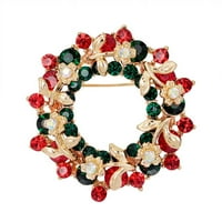 Vrući kristalni ukrasi okrugli vijenac Božićni broš Pin pokloni za zabavu Djed Mraz