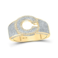 muški okrugli dijamantni prsten s početnim slovom od 10k dvobojnog zlata