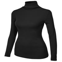 Ženske Ležerne majice s dolčevitom od 92 inča lagane mekane termokrne majice dugih rukava aktivni džemper Crna US 3 US Azija 3 US