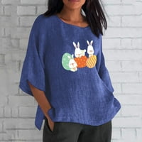 Ženske majice s okruglim vratom i kratkim rukavima, Uskrsni pokloni, široki vrhovi, puloveri s printom, majice u plavoj boji 6