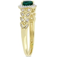 Miabella Ženska karat T.G.W. Stvoren smaragdni i dijamantni naglasak 10kt žutog zlata Halo Heart Ring