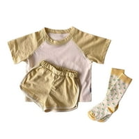 Ležerni setovi odjeće za dječake, ljetna pamučna majica u boji s kratkim rukavima za djevojčice, Kompleti odjeće s kratkim hlačama